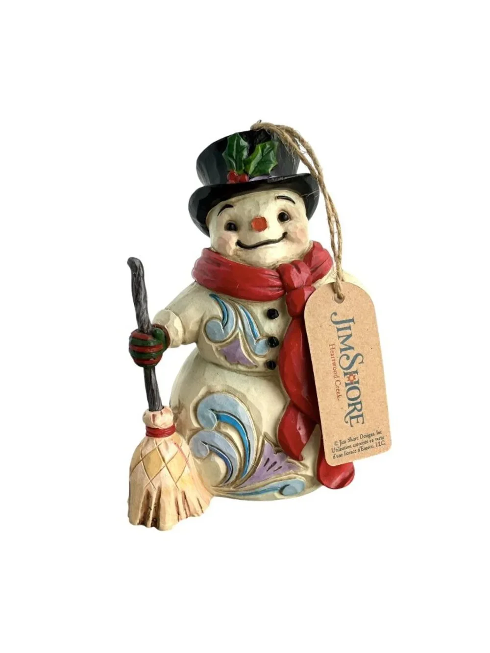 Jim Shore Heartwood Creek Snowman Swept Up In The Season Ornament 6006677 *FLAW*